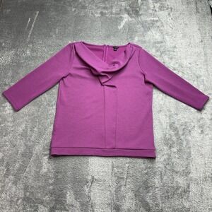 Ann Taylor Purple Blouse Medium Cowl Neck 3/4 Sleeve Work Office Career Top